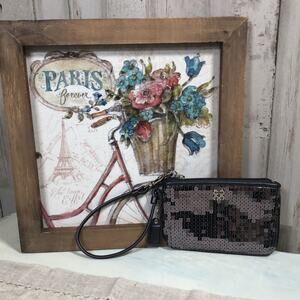 Coach Pewter Metallic Sequin Wristlet